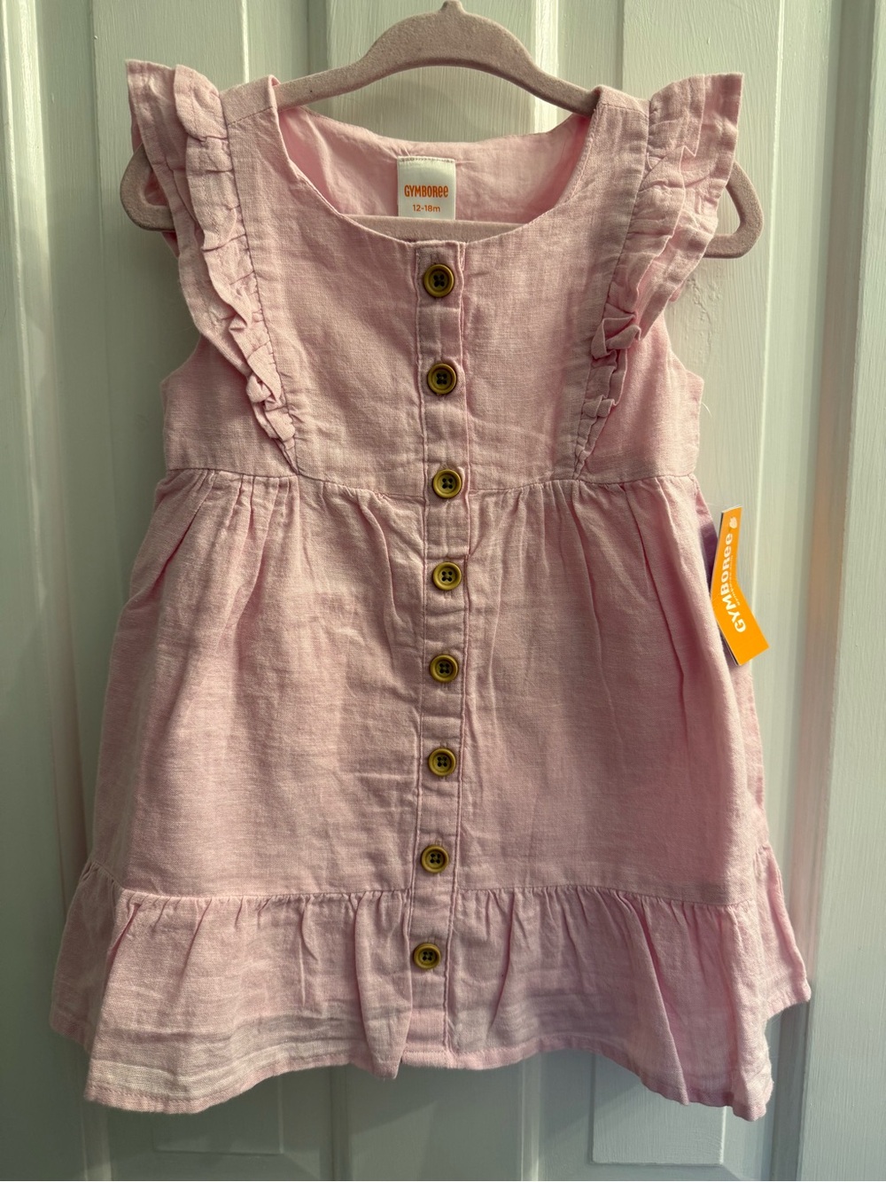 NWT Gymboree Pink Ruffle Button Front Dress 12-18 Months